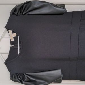 Michael Kors Women's black short sleeve dress with faux leather trim size L